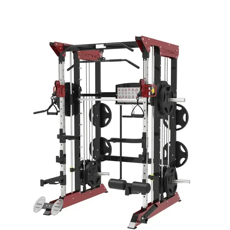 Multi-functional smith machine for commercial gym use – front view