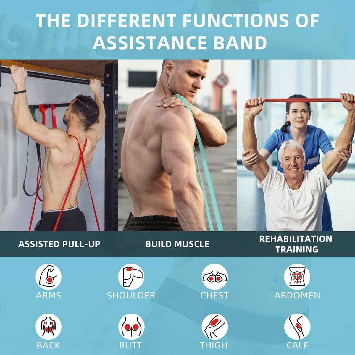 Resistance Bands, Pull up Bands, Pull up Assist Band Exercise Bands for Men &amp; Women Working Out, Body Stretching, Physical Therapy, Muscle Training