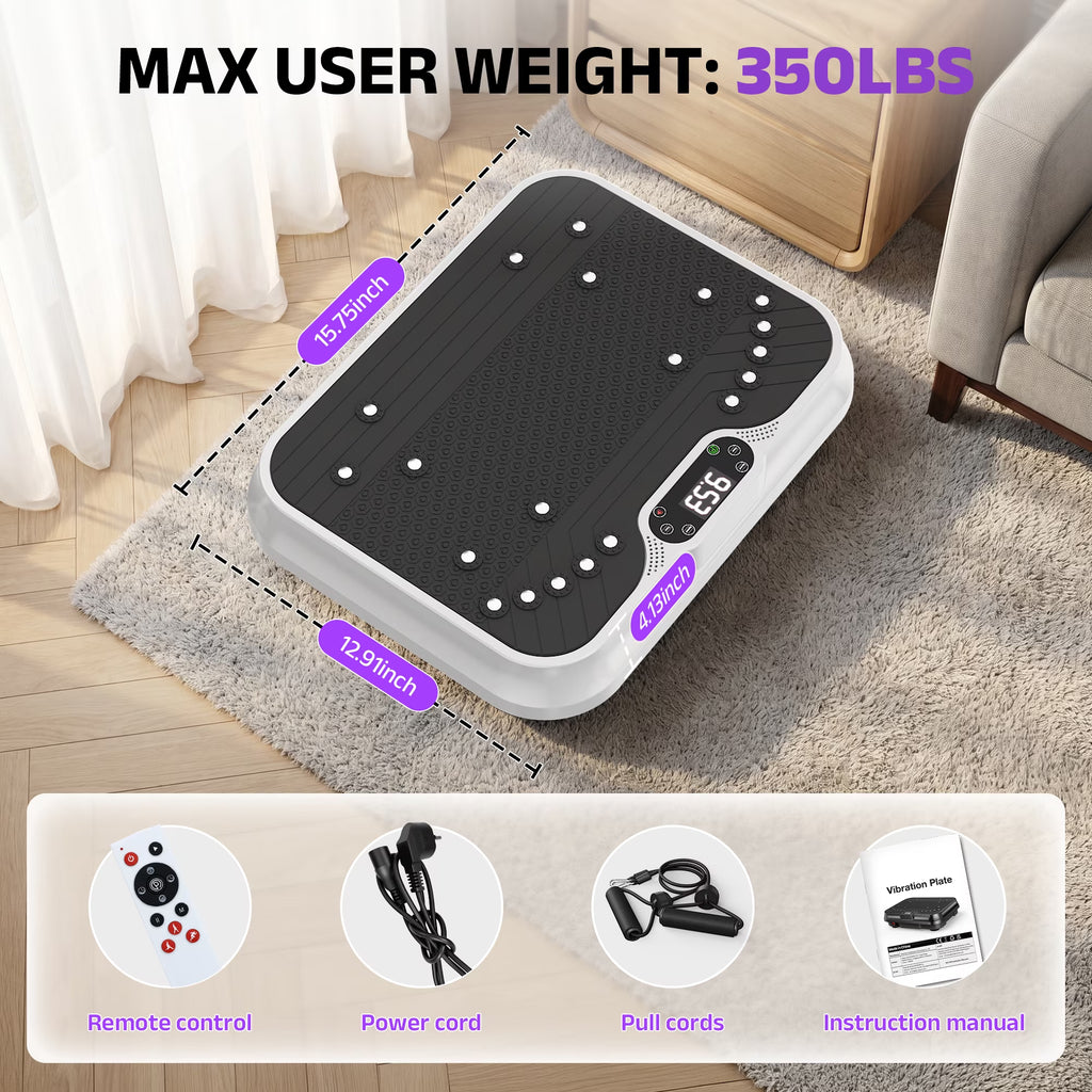 Vibration Plate Exercise Machine Whole Body Workout Vibration Fitness Platform with LCD Display, White