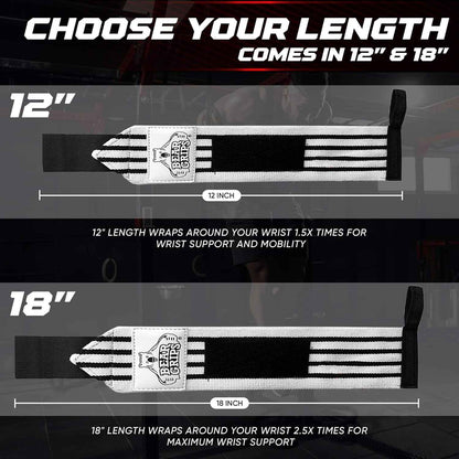 Wrist Wraps for Weightlifting | Weight Lifting Wrist Straps for Weightlifting | Extra Strength Gym Wrist Wraps | Two Wrist Wrap per Pack | 12” &amp; 18” | Lifting Wrist Wraps for Men &amp; Women