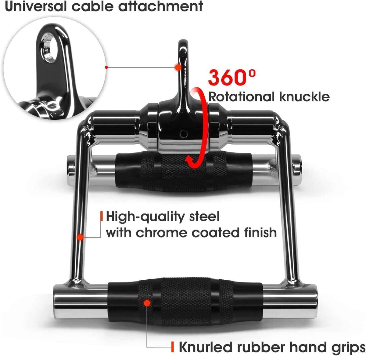 Cable Machine Attachment, Double D Handle &amp; Tricep Rope Cable Attachment, Weight Machine Accessories Load 880 LB for Home Gym