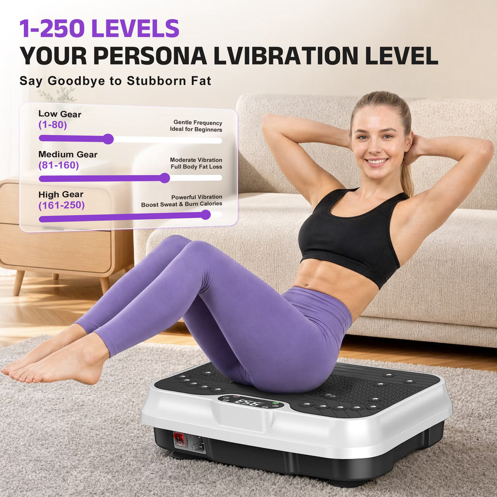 Vibration Plate Exercise Machine Whole Body Workout Vibration Fitness Platform with LCD Display, White