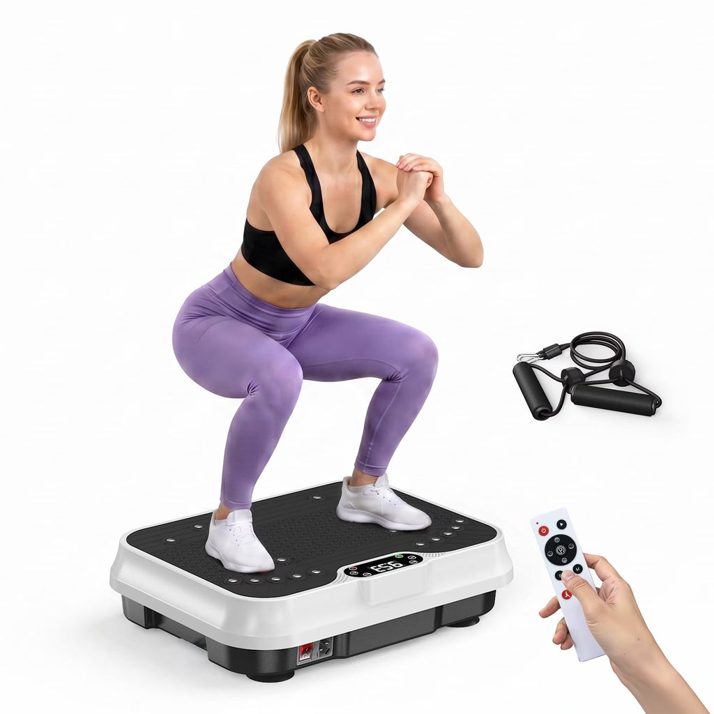 Vibration Plate Exercise Machine Whole Body Workout Vibration Fitness Platform with LCD Display, White