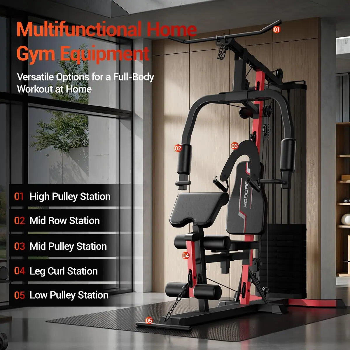 Multifunctional Home Gym – 160LB Weight Stack Full Body Workout Station