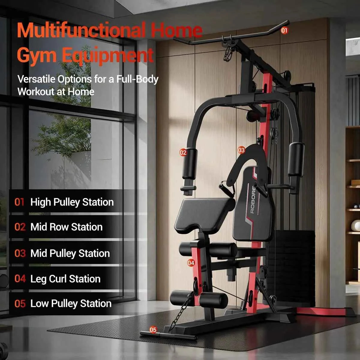 Multifunctional Home Gym – 160LB Weight Stack Full Body Workout Station
