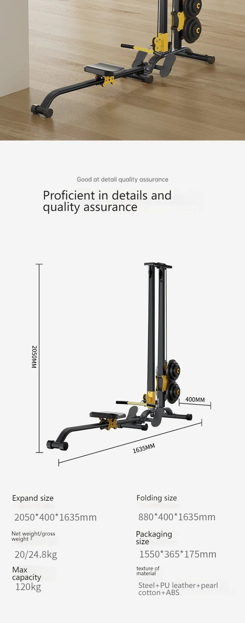 Multifunctional Rowing Machine – High Pull Frame &amp; Integrated Training Device