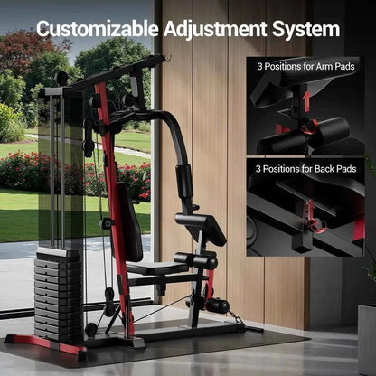 Multifunctional Home Gym – 160LB Weight Stack Full Body Workout Station