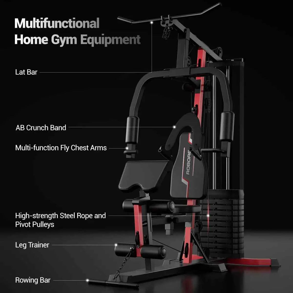 Multifunctional Home Gym – 160LB Weight Stack Full Body Workout Station