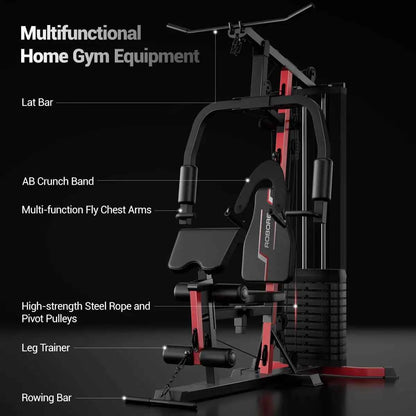 Multifunctional Home Gym – 160LB Weight Stack Full Body Workout Station