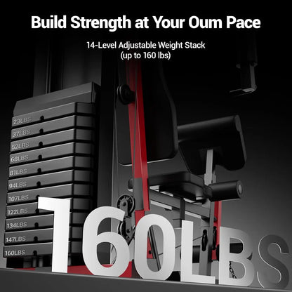 Multifunctional Home Gym – 160LB Weight Stack Full Body Workout Station