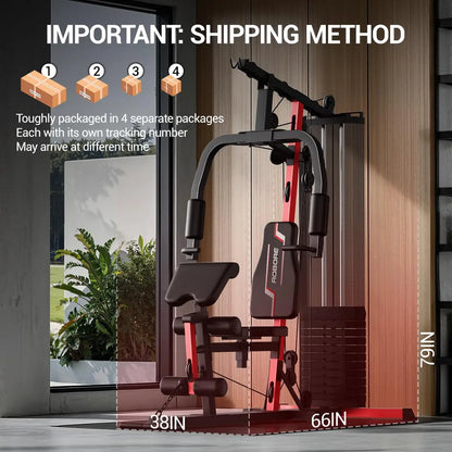 Multifunctional Home Gym – 160LB Weight Stack Full Body Workout Station