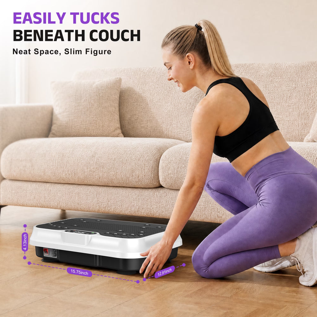 Vibration Plate Exercise Machine Whole Body Workout Vibration Fitness Platform with LCD Display, White