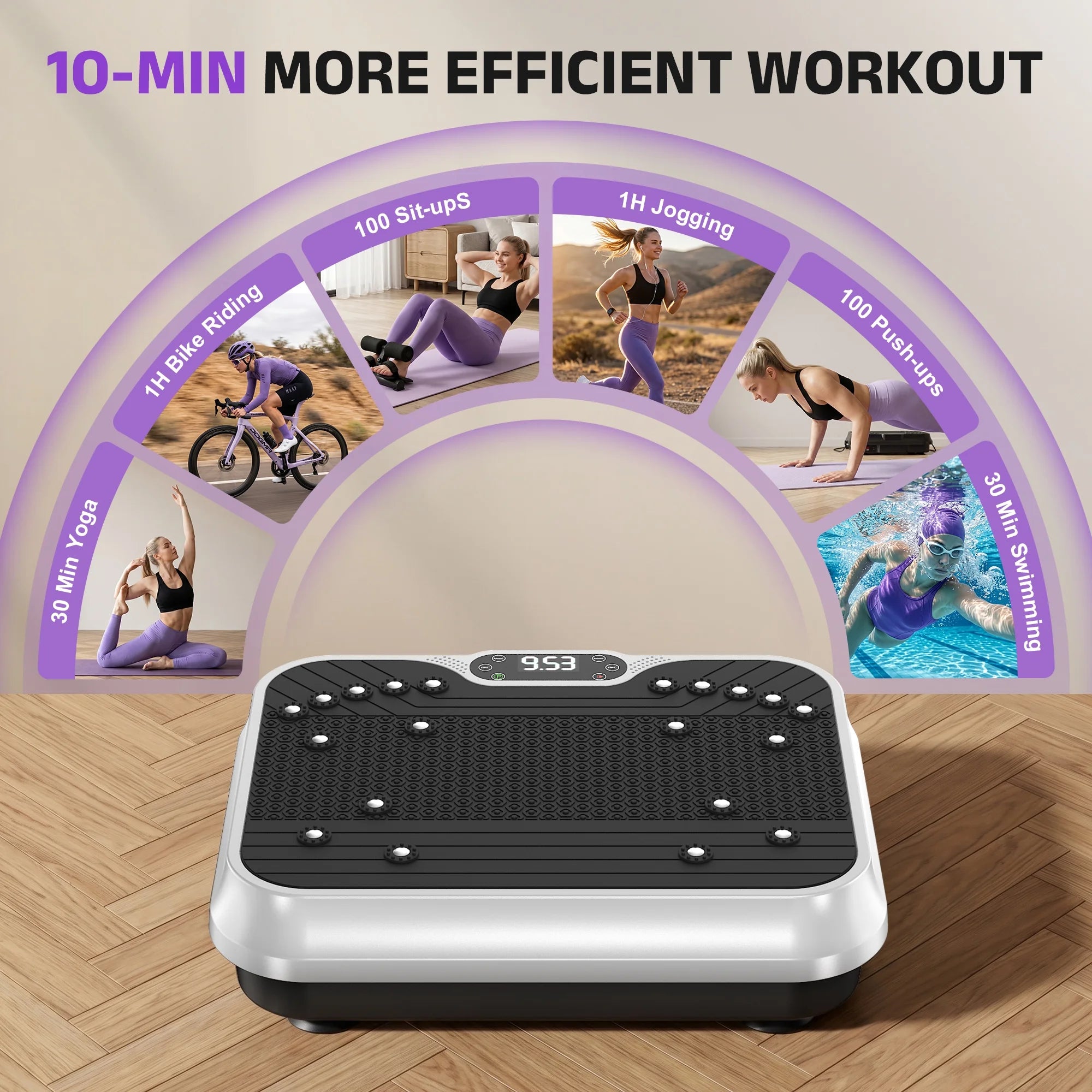 Vibration Plate Exercise Machine Whole Body Workout Vibration Fitness Platform with LCD Display, White